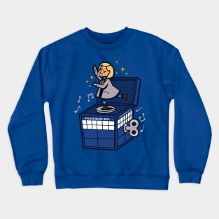 Cute Female Doctor Time Traveller Sci-fi Music Box Cartoon Crewneck Sweatshirt